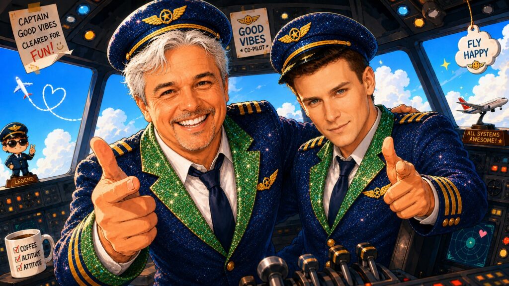 Captain Hans Peter Otto und Co-Pilot Kevin im Cockpit