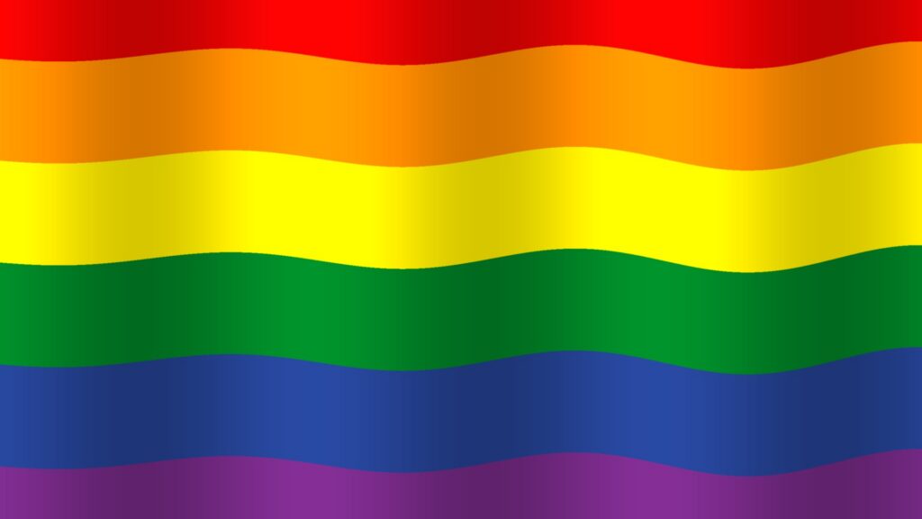 Wehende Regenbogenflagge
